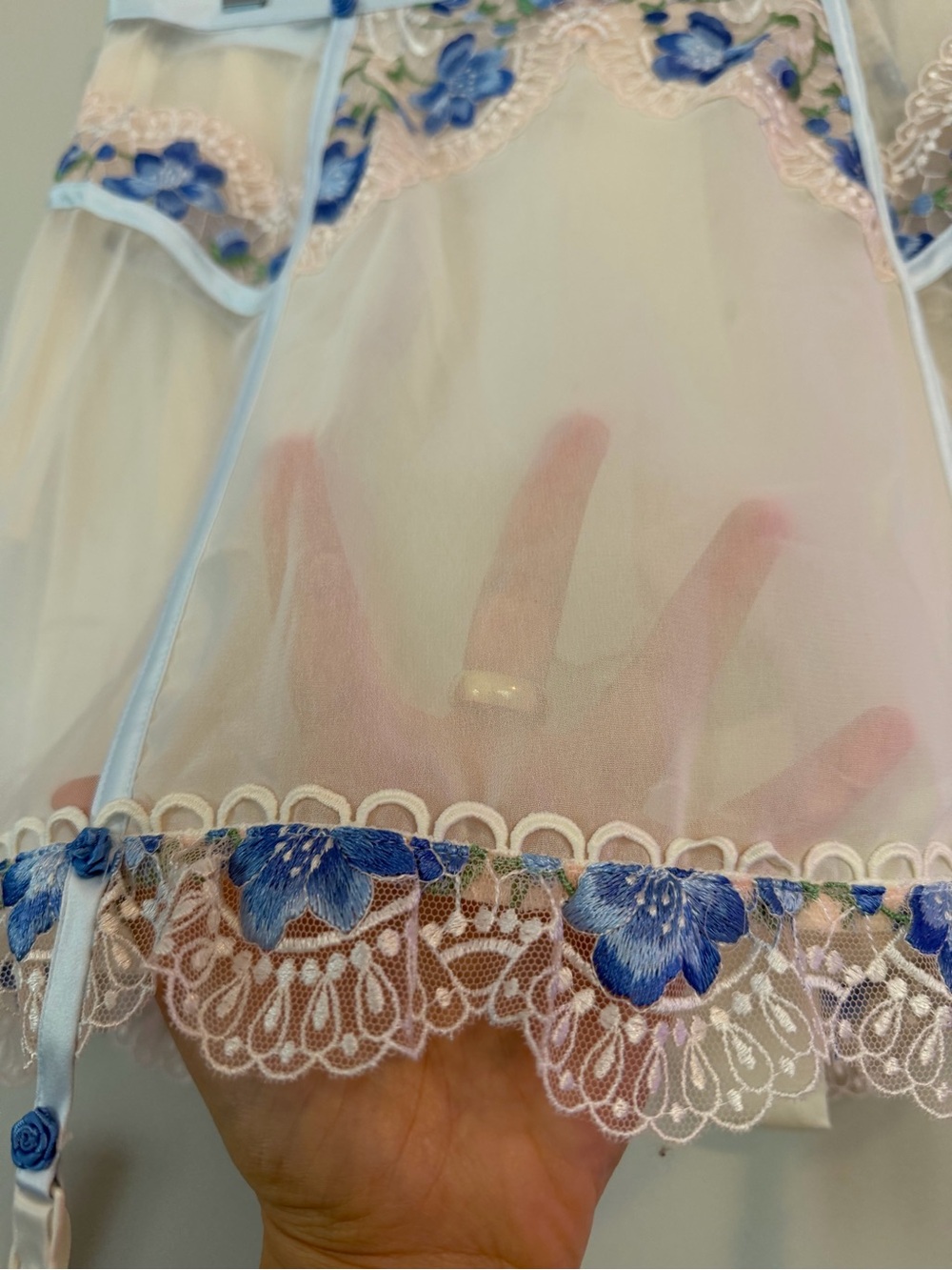 For Love and Lemons Festival Rose Sheer Floral Embroidered Garter Skirt w Slip - Picture 2 of 6